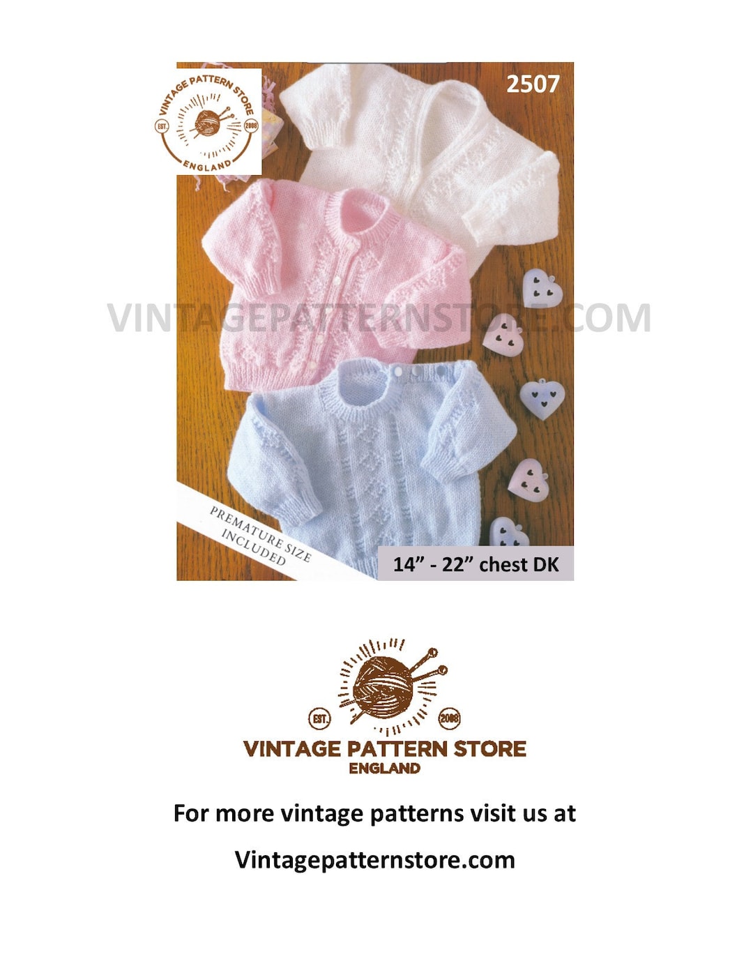 Premature Preemie Baby Babies V or Round Neck DK Cardigan Sweater