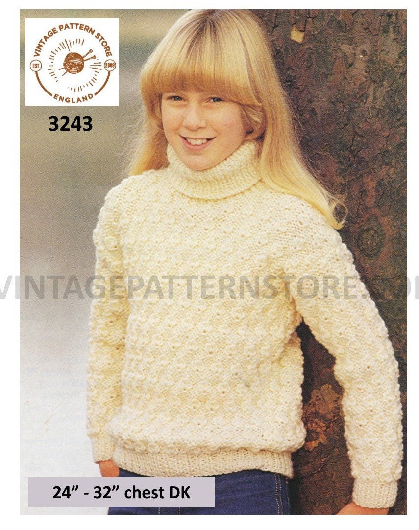 Girls 80s vintage DK turtleneck polo neck textured drop shoulder raglan ...