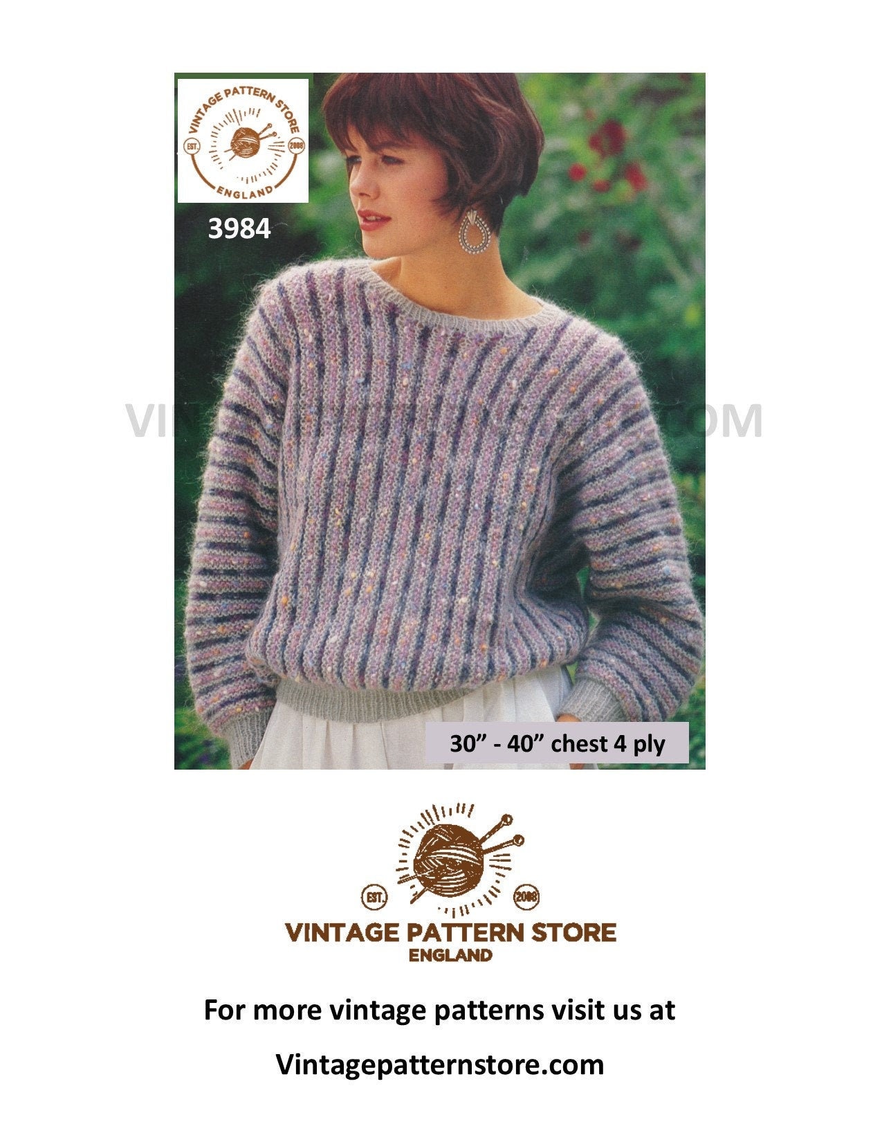 round neck jumper knitting pattern