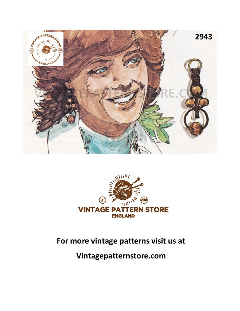 Ladies Womens 70s vintage easy to make beginners macrame earrings jewellery jewelry pdf macrame pattern Instant PDF download 2943