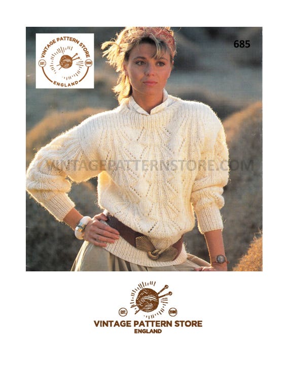 90s Vintage Mohair Eyelet Lace Sweater Knitting Pattern PDF 90s Vintage Mohair Eyelet Lace Sweater Knitting Pattern PDF