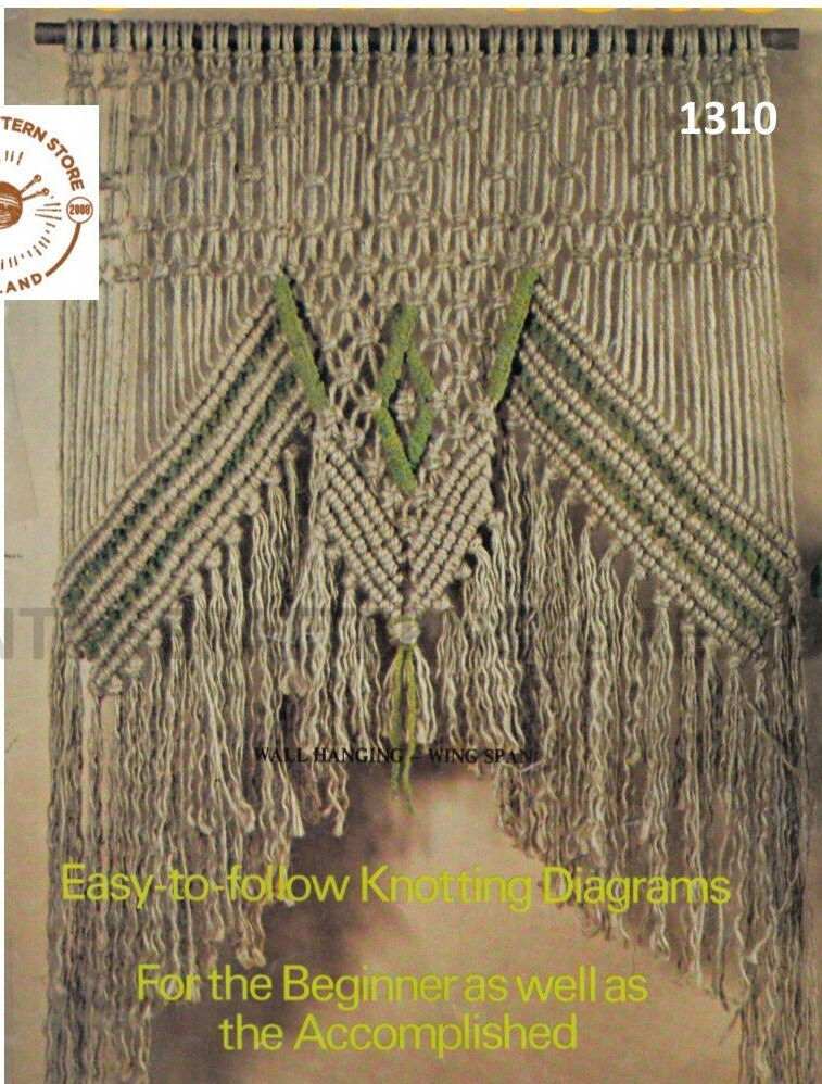 PDF macrame pattern, Macrame wall hanging patterns, 70s macrame pattern