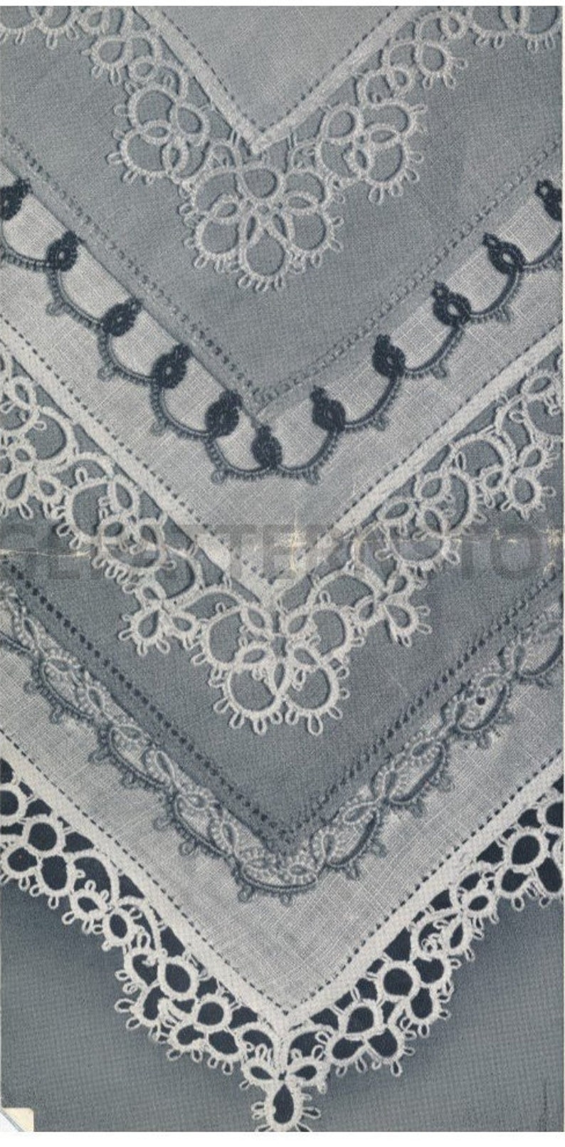 50s Vintage Tatted Lace Lacy Handkerchief Edging Pdf Tatting Etsy