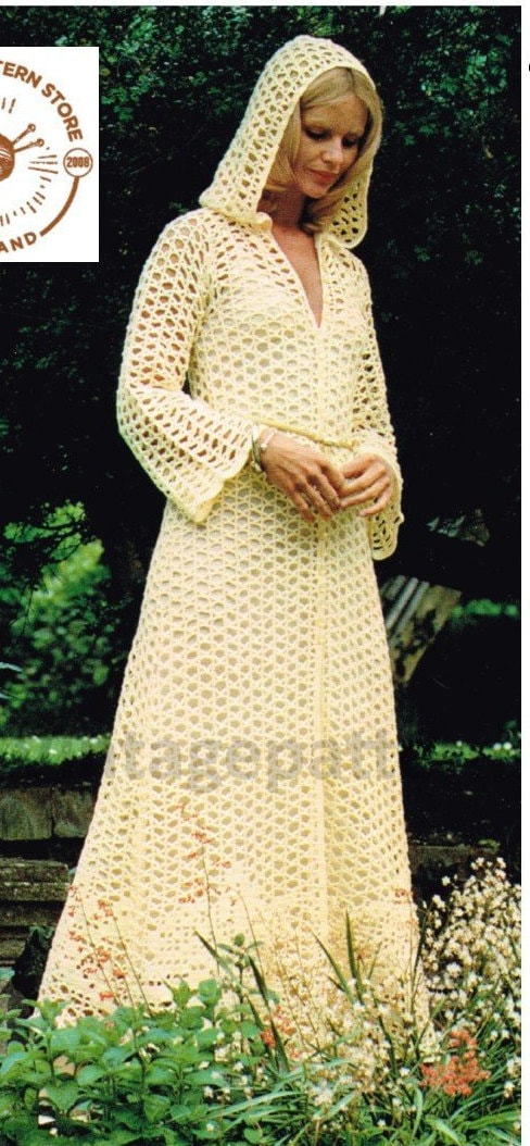 Ladies Womens 70s Vintage 4 Ply Long Line Lace Lacy Hooded Wedding