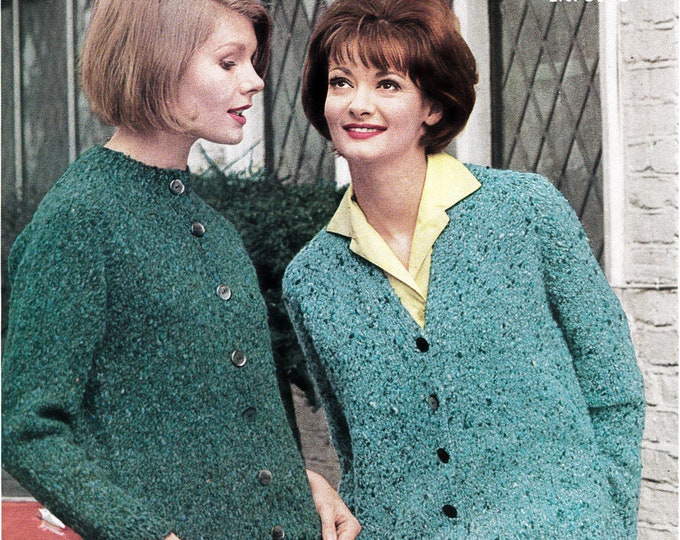 Original Pattern Jaeger 3681 Ladies Womens 60s vintage easy to knit V or round neck raglan aran cardigan knitting pattern 34" to 38" chest