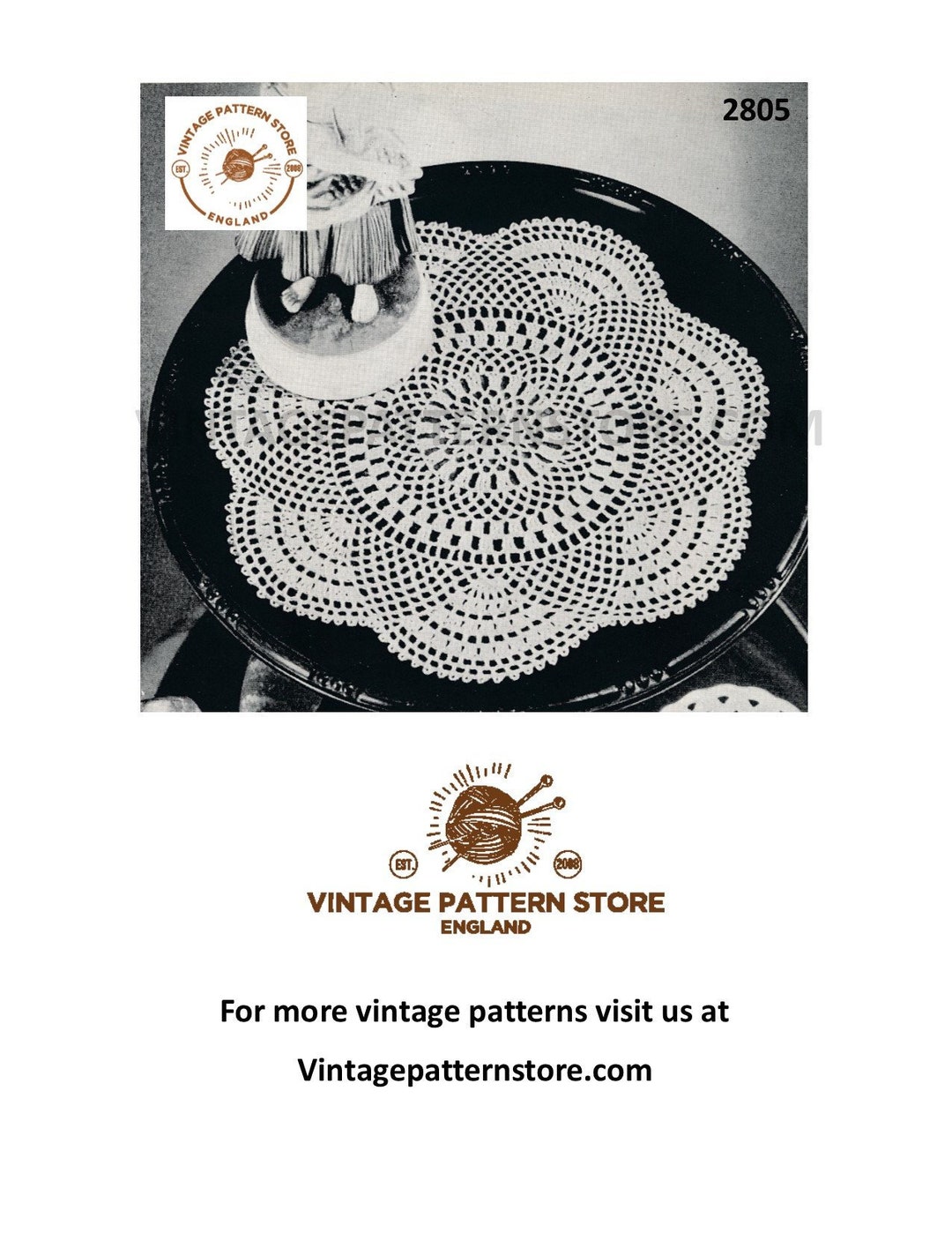 40s Vintage Crochet Side Table Mat Cloth Doily Doilies Pdf Etsy