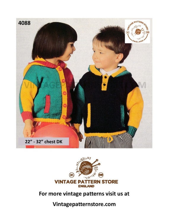 Boys Girls Toddlers 90s Shirt Neck Drop Shoulder Easy to Knit