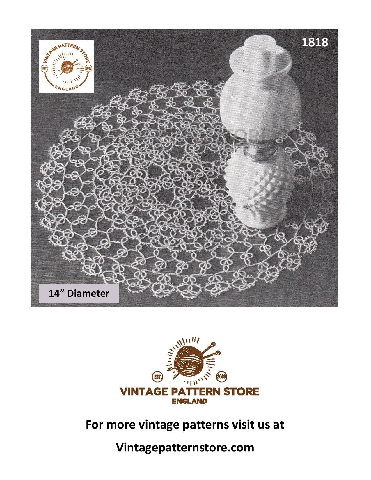 Tatting Pattern Round Doily, Needle Tatting, Shuttle Tatting 