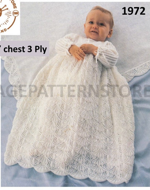 For baby's special day christening dress vintage baby knitting pattern PDF  | website