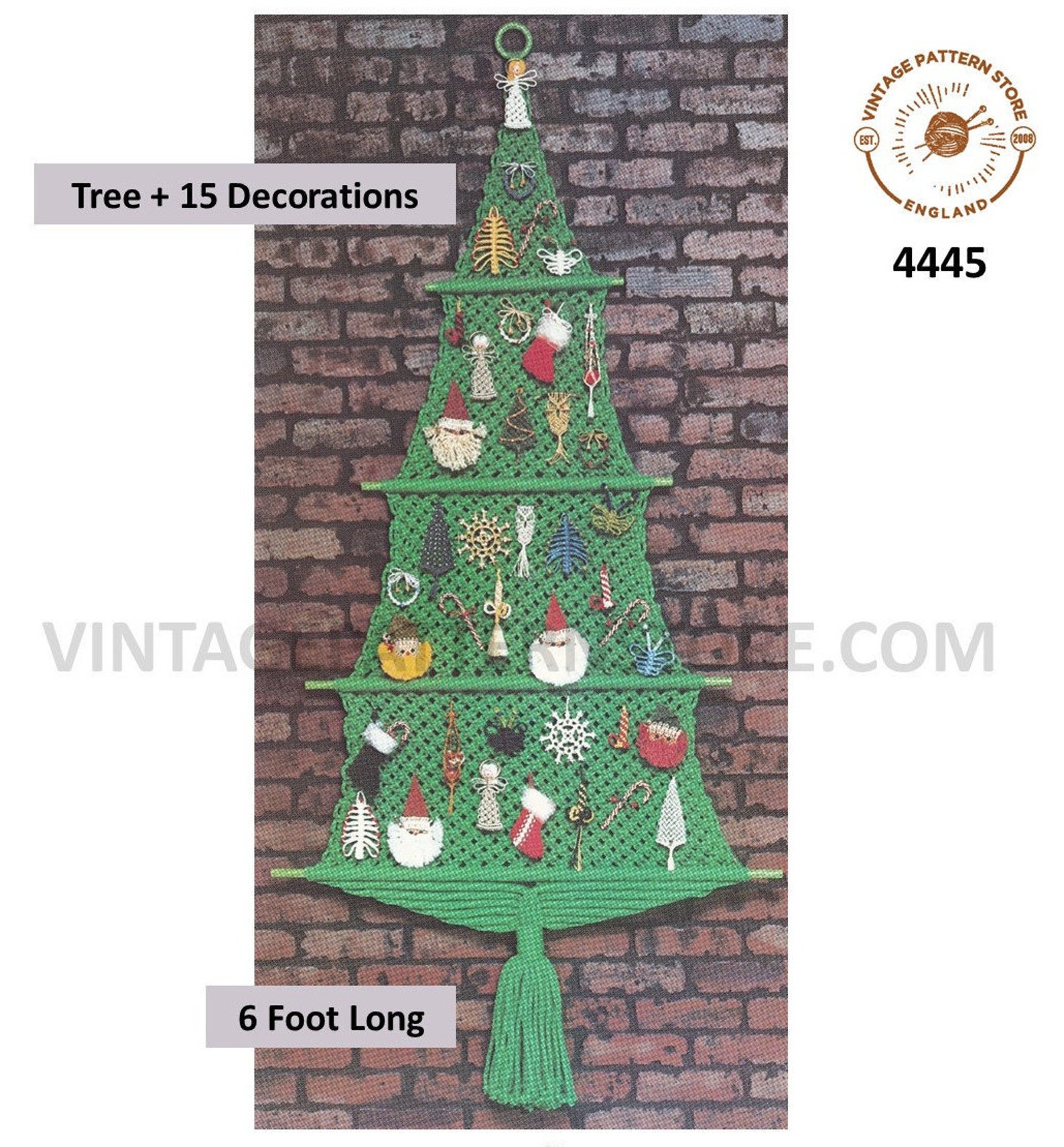 70s Vintage Macrame Christmas Tree Wall Hanging and 15 - Etsy