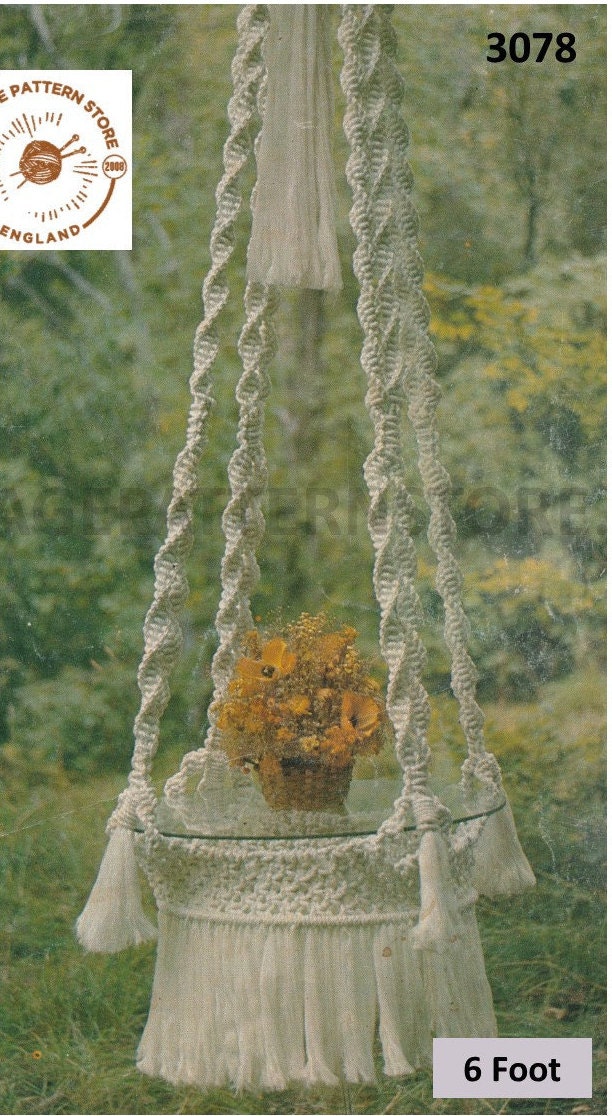 Macrame Elegance VII 7 1970s Macrame Hanging Table Plant Pot