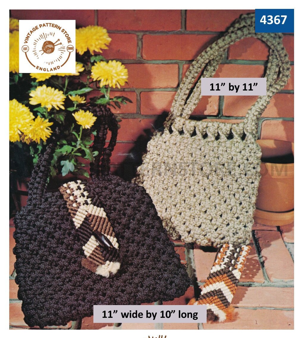 Vintage Macrame Boho Bag with Wooden Handles – Mango People