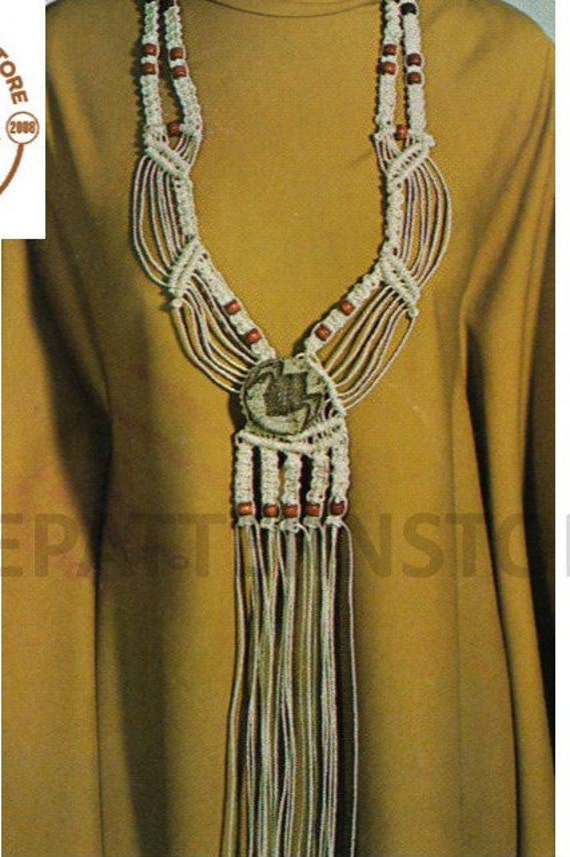 70s vintage bohemian macrame jewelry jewellery boho necklace pdf macrame  pattern 30