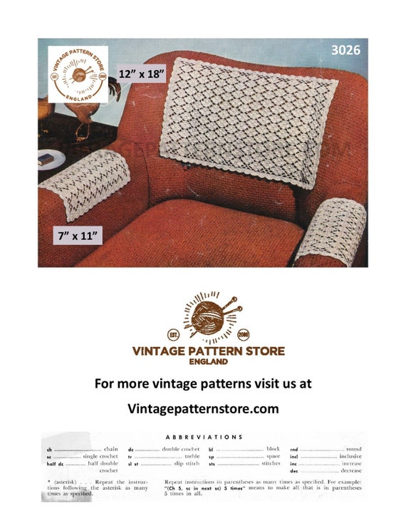 50s Vintage Settee Sofa Chair Arm Back Protector Cover Pdf