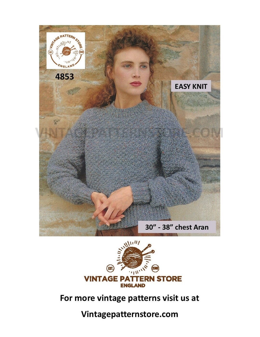 Womens Aran Jumper Knitting Patterns Ladies Womens 90s Quick Easy