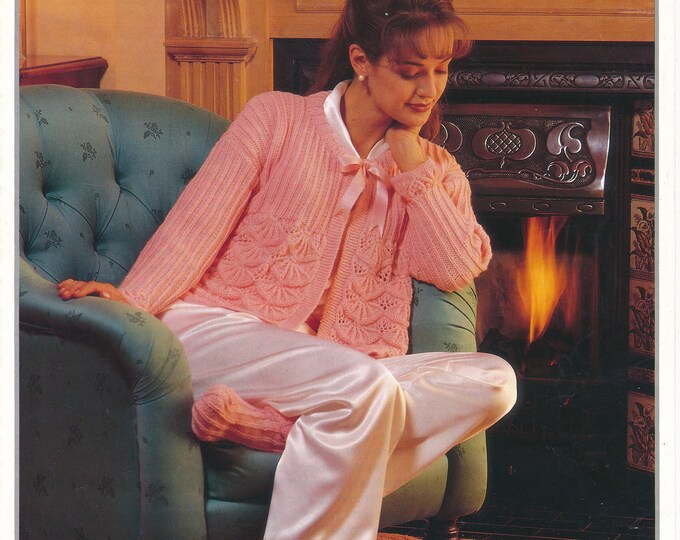 Oversized bedjacket knitting pattern, Ladies plus size lacy bedjacket pattern, DK bed socks pattern - 30" - 50" chest - Jarol 805