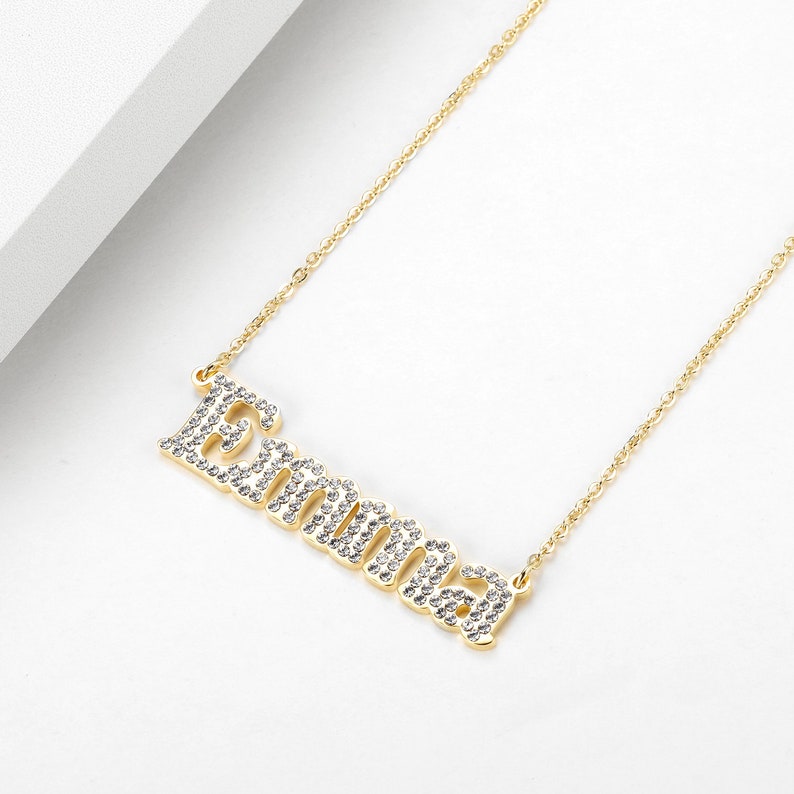 Bridesmaid Gift Gift for Her Best Friends Gift Personalized Zirconia Necklaces Handmade Crystal Name Necklace Customized Name Necklace