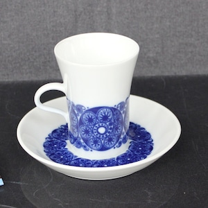 Vintage Rorstrand Sweden Demitasse Cup and Saucer: Olle Alberius Mobile, Blue Paisley