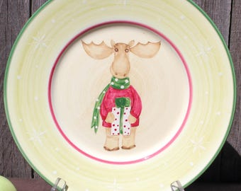 Plato navideño vintage, Moose, Villeroy & Boch, plato llano de 28 cm, diversión navideña