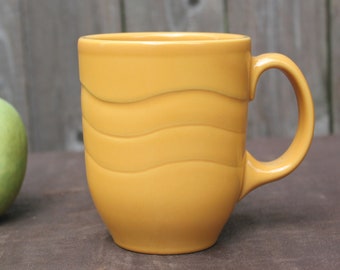 Taza vintage Diner, porcelana Syracuse, Cantina Wavy, vajilla de restaurante, oro azafrán