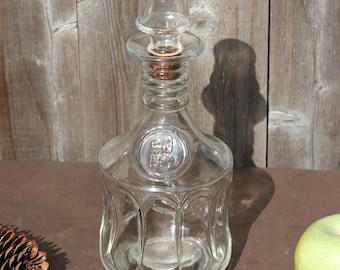 Decantador vintage: botella de vidrio transparente, tapón de corcho, artículos de bar, recipiente para licor