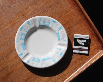 Cenicero azul vintage, Royal China, mediados del siglo XX, era atómica, azul turquesa, cerámica