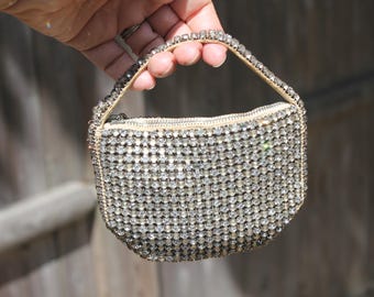 Clutch vintage con diamantes de imitación: estilo art déco, años 20, accesorio para chica flapper