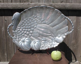 Bandeja vintage para pavo, vajilla grande de metal, Gorham, comida de Acción de Gracias, 1831