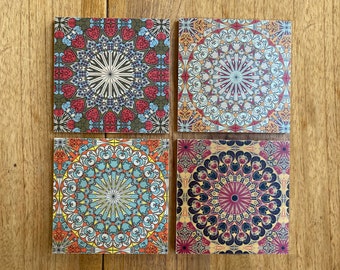 Arabesque Pattern, Wood Coaster Set, Geometric Pattern, Hostess Gift, Housewarming Gift, Wood Coaster, Drink Mat, Wood Art, Wood Barware