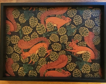 Squirrel Print Wood Tray, Decorative Ottoman Tray (17x12.5x1.5)