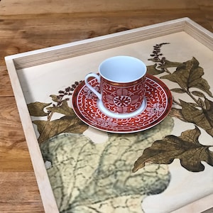Green Fern Print, Botanical Art, Hostess Gift, Table Decor, Vintage Art, Decorative Wood Tray, Ottoman Tray, Decorative Serving Tray