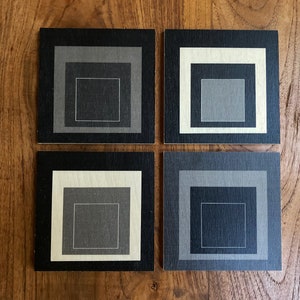 Black and White Coasters, Art Coasters, Wood Coasters, Entertaining, Modern Art