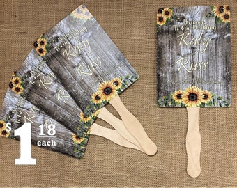 Personalized Wedding Hand Fans With Wooden Handles.  Use your own artwork or let us design the perfect fan for your special day!