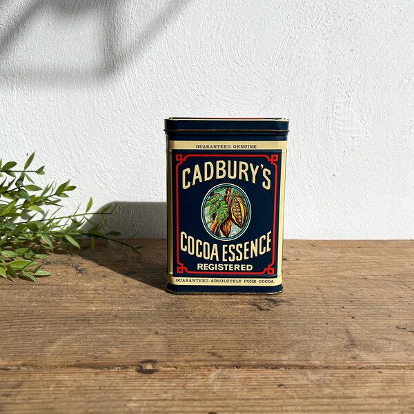 Antique 1977 Cadbury Advertising Tin | Square Shaped Tin Vintage Gift Ideas, Kitchen Decor, Farmhouse Home Decor, Farmhouse Antiques