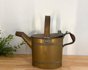 Antique Brass Watering Can, English Brass Garden Can, Vintage Brass Watering Pot, Cottage Garden Decor, England Find
