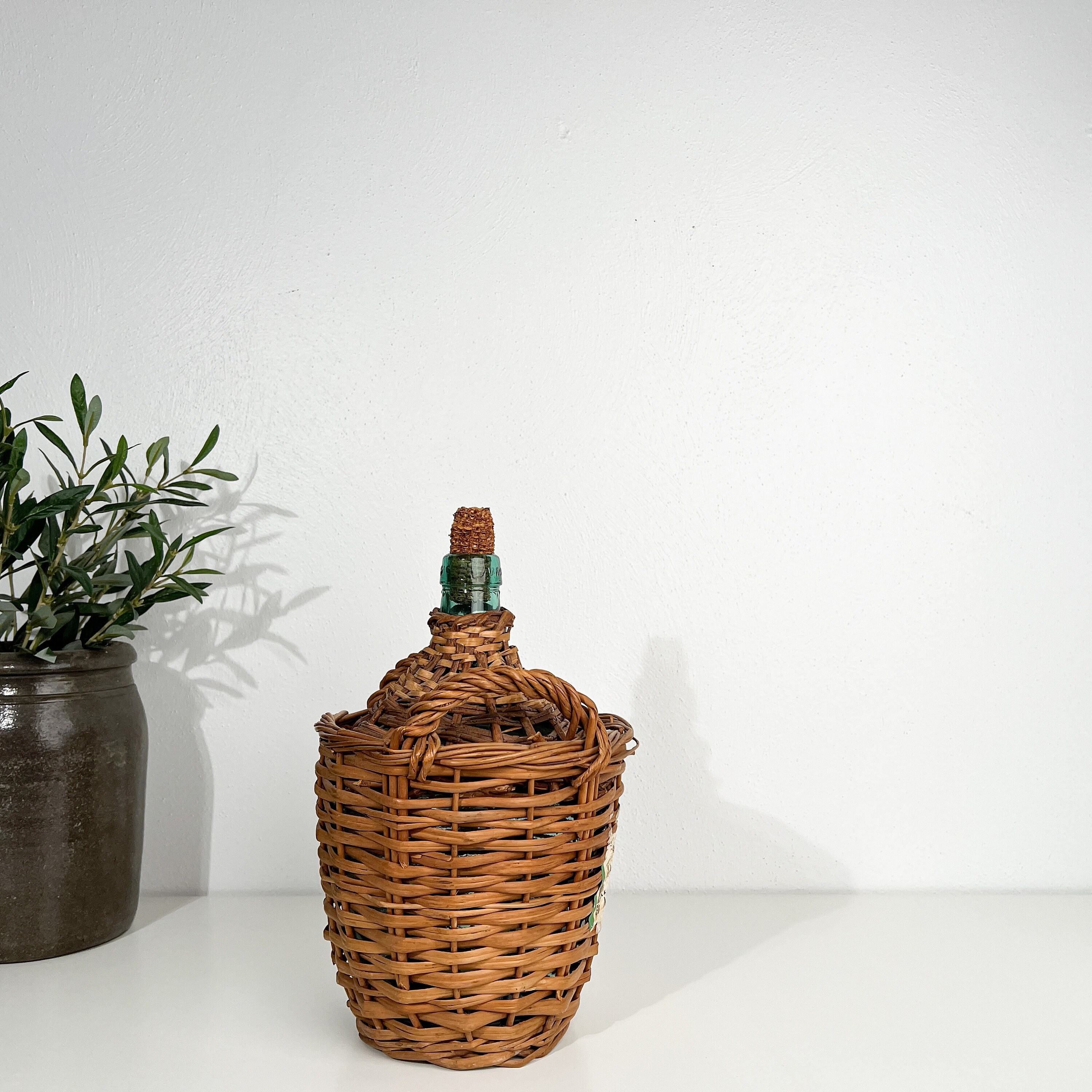 Antique Demijohn Two Handle Wicker Wine Jug Vintage Modern Etsy
