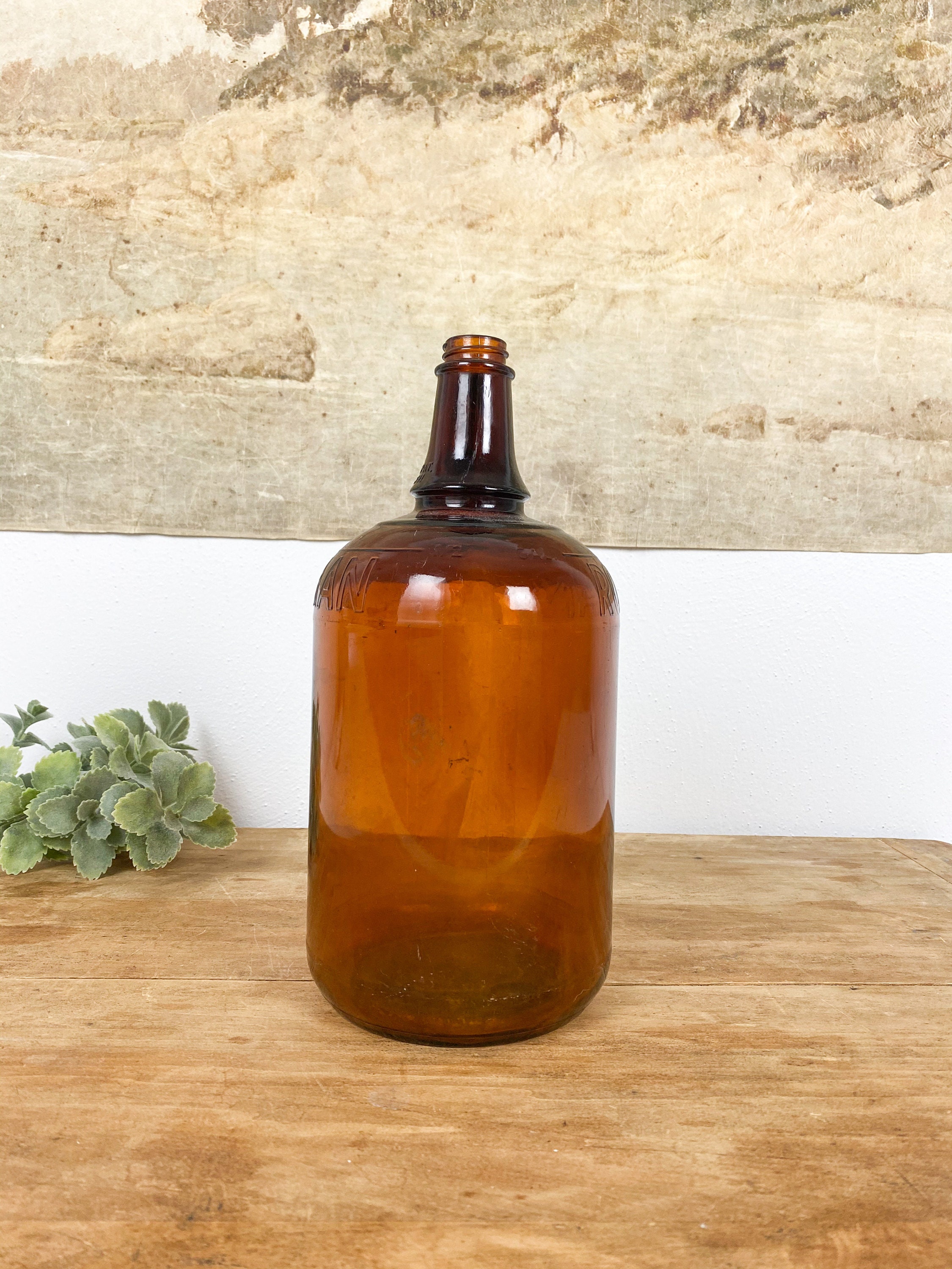 1950s Roman Cleanser Amber Jug with finger handle Etsy