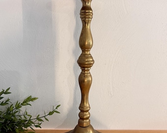 Large Antique Brass Candlestick, English Brass Pedestal Stand, Victorian Brass Candle Holder, Cottage Decor, Traditional Home Decor