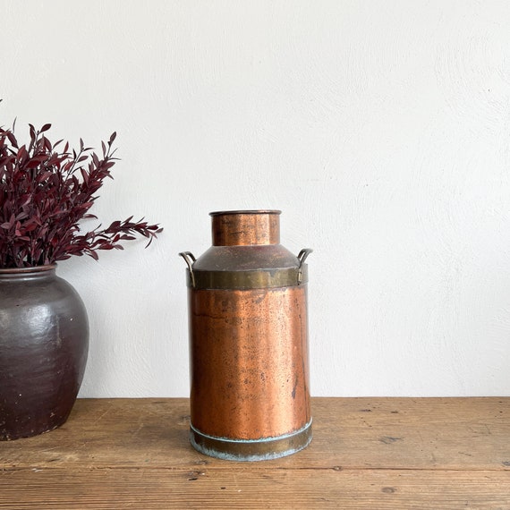 Antique Copper Milk Jug With Brass Handles Vintage Gift Etsy