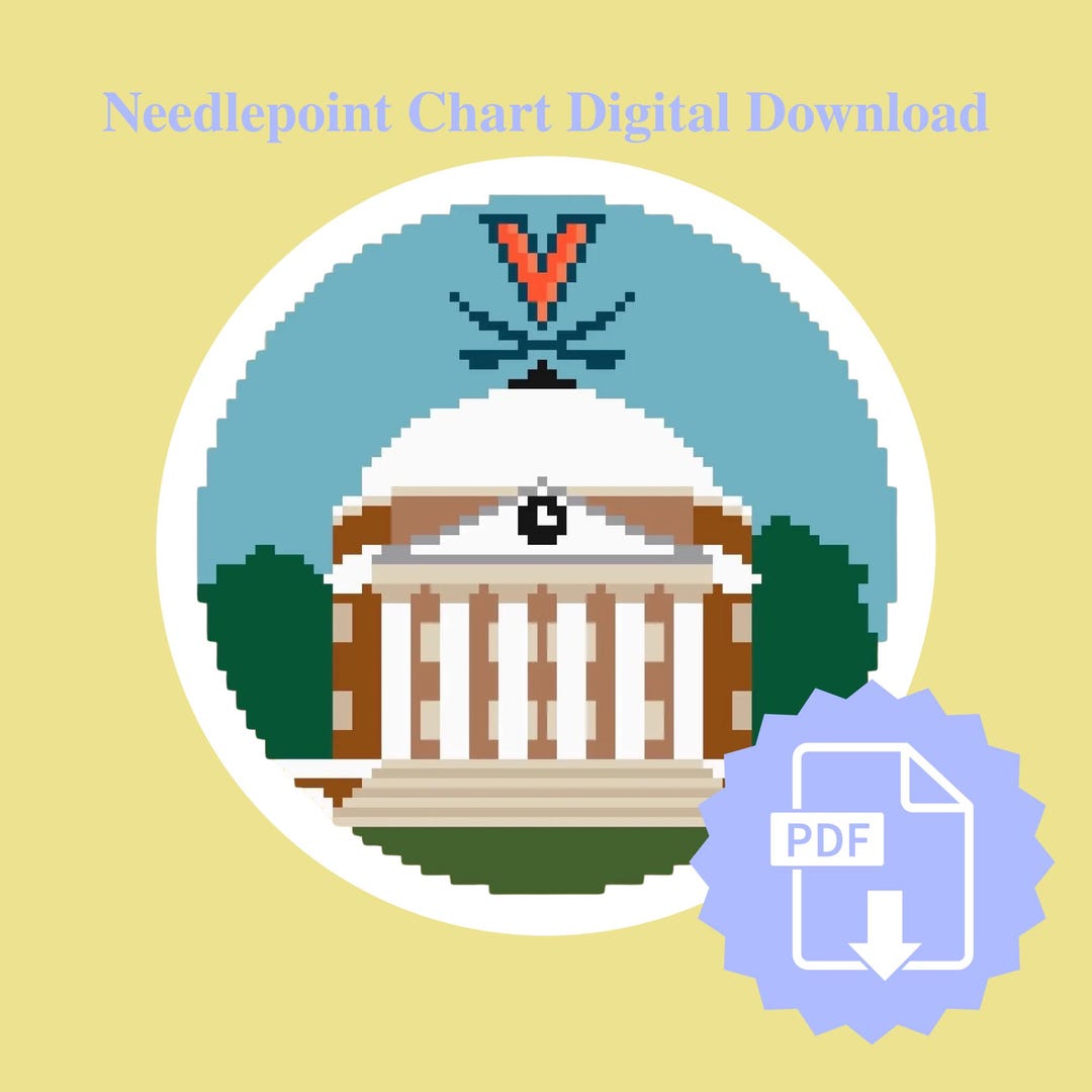 UVA Needlepoint Chart Ornament 4in Round 18in Mesh - Etsy