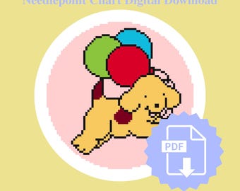 Gráfico de bordado "Encuentra al perro", malla de 18 ct, 4 pulgadas redondas