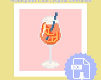 Aperol Spritz Needlepoint Chart 13in mesh 4in
