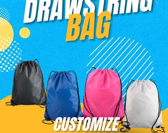 Customizable Drawstring Backpack | Nylon Gym Bag, Summer Camp, Beach