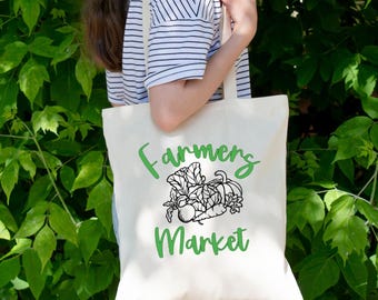 Farmers Market Canvas Tote Bag: Reusable Grocery Bag