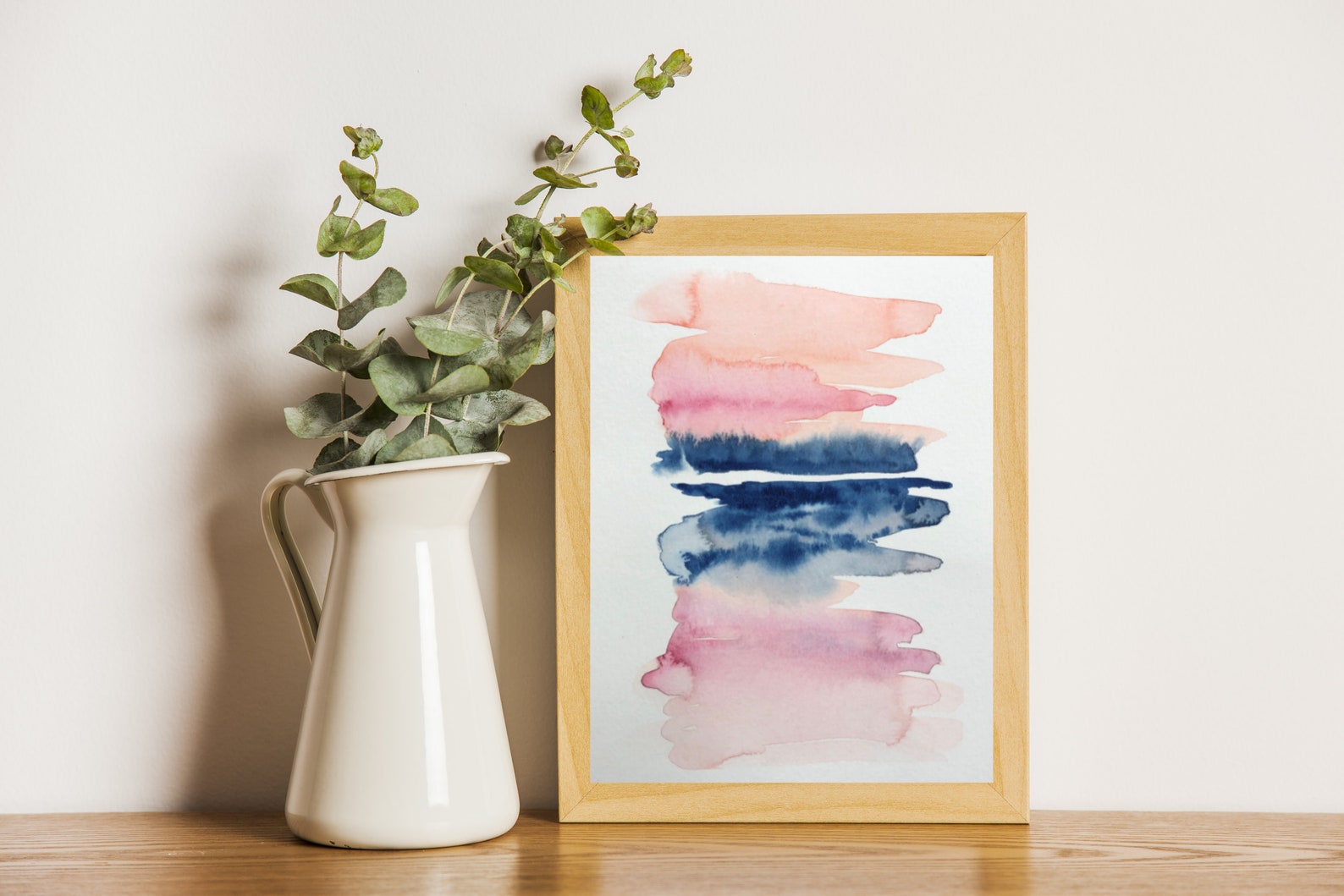 Abstract Pink and Blue Landscape Painting Original Etsy