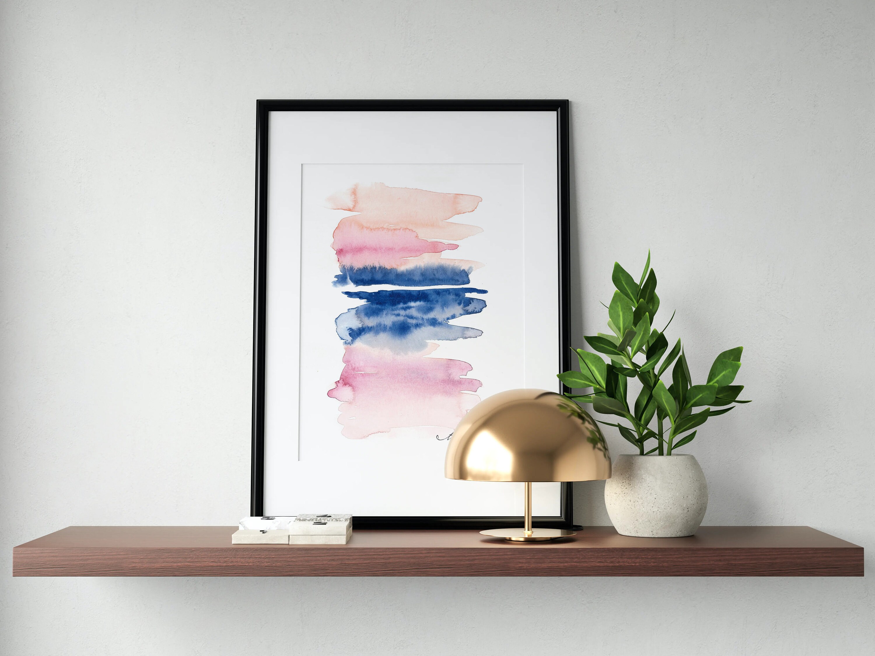 Abstract Pink and Blue Landscape Painting Original Etsy
