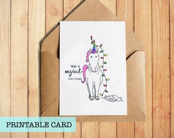 Unicorn Christmas Card | PRINTABLE CARD