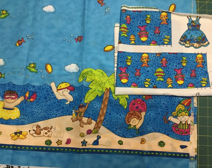 HTF Jelly Bean Junction Beach Party Border Fabric and Bodice Makes 1