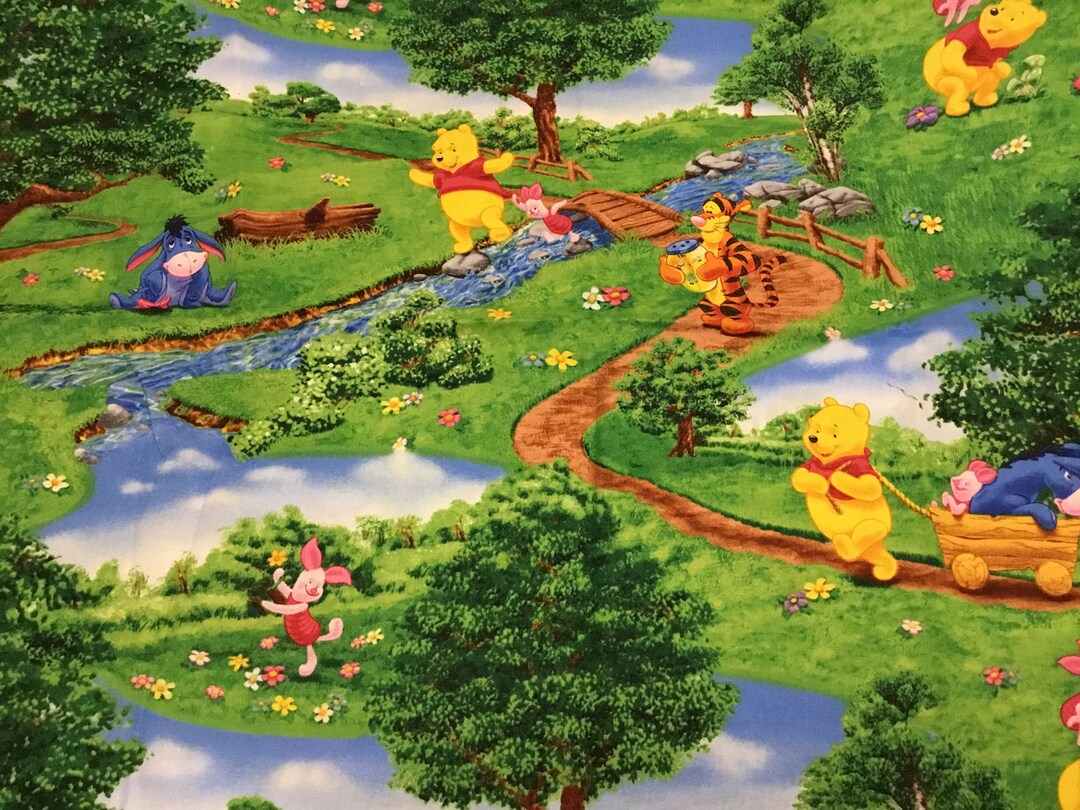 RARE Winnie the Poohs Day at the Park Fabric BTY Etsy
