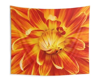 Orange Flower Backdrop - Tapestry, Floral, Photography, Vlog, ASMR, YouTube, TikTok, Backdrop, Background